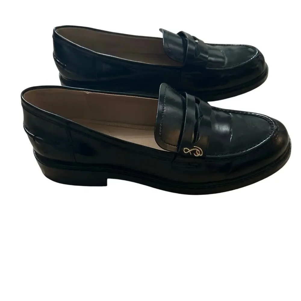 Sam Edelman Black Colin Penny Loafers Leather Classic Minimalist Preppy 9